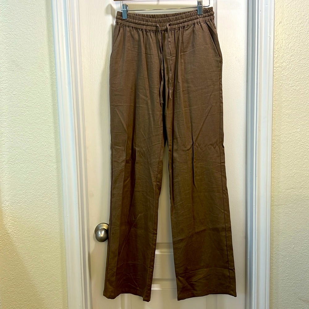 NWT Brown Linen pants Small